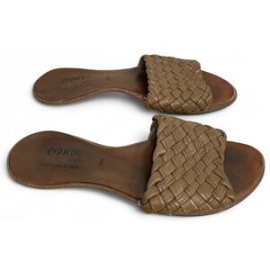 CYDWOQ Sandals Tan Brown 39.5 9.5 Woven Leather Handmade